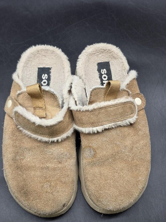 Sorel Shoes - Sorel Slippers Shoes Womens Size 7.5 Beige Viibe Suede Faux Fur Mule House